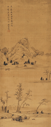 遠山古屋圖軸（國畫）72×29.5cm-（明）程嘉燧--安徽博物院藏